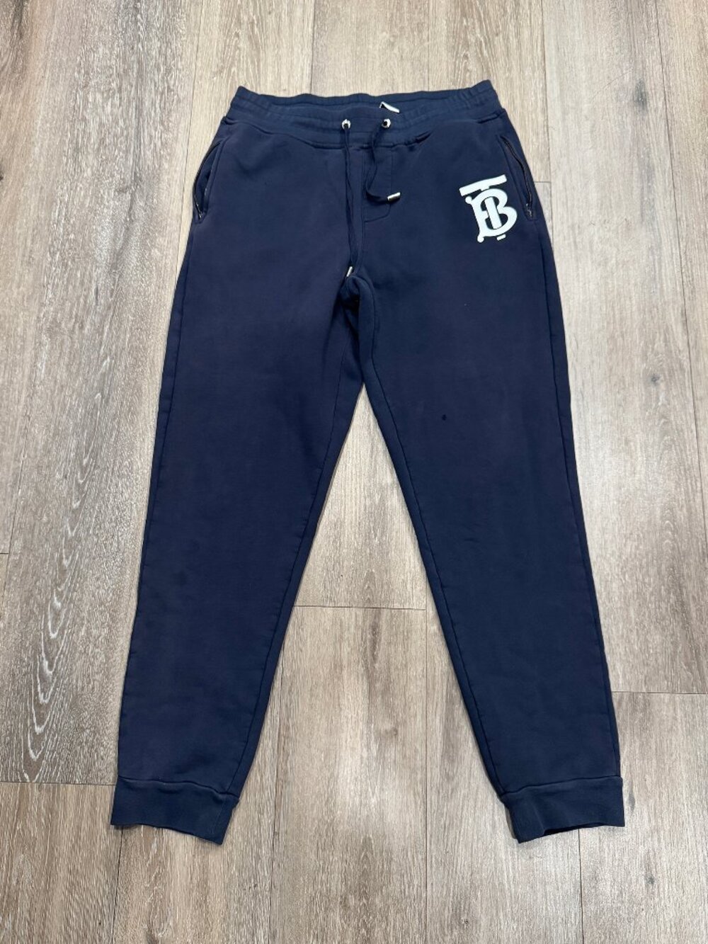 Burberry Gresham TB Monogram Logo Joggers / Sweatpants - Navy - Size L (used)